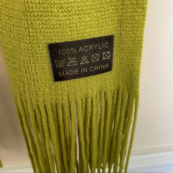 Women's scarf neon green rib knit ombré long wrap - Picture 7 of 8